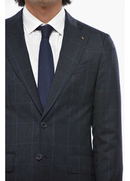 Costume CORNELIANI Cc Collection District Check Virgin Wool Side Vents Notch La Blue Barbati (BM 19695146) 3