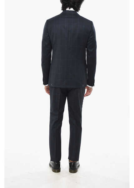 Costume CORNELIANI Cc Collection District Check Virgin Wool Side Vents Notch La Blue Barbati (BM 19695146) 4