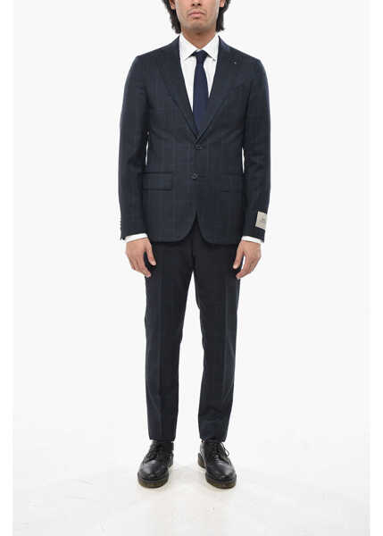 Costume CORNELIANI Cc Collection District Check Virgin Wool Side Vents Notch La Blue Barbati (BM 19695146) 1