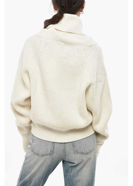 Pulovere casual SA SU PHI Turtleneck Cashmere Blend Pullover White Femei (BM 19695149) 2