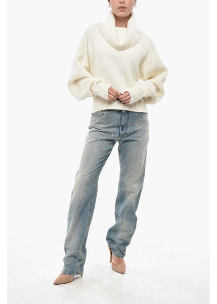 Pulovere casual SA SU PHI Turtleneck Cashmere Blend Pullover White Femei (BM 19695149) 4