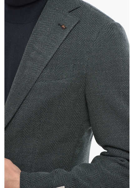Sacouri CORNELIANI Cc Collection Virgin Wool Side Vents Notch Lapel Blazer Green Barbati (BM 19695170) 3