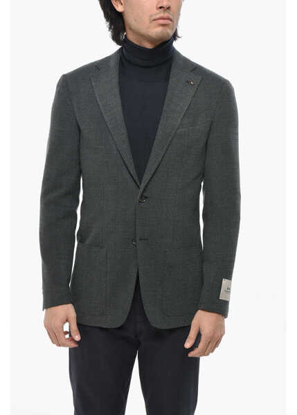Sacouri CORNELIANI Cc Collection Virgin Wool Side Vents Notch Lapel Blazer Green Barbati (BM 19695170) 1