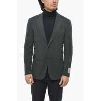 Sacouri Cc Collection Virgin Wool Side Vents Notch Lapel Blazer Barbati