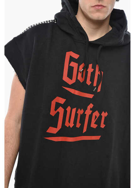 Bluze de trening DSQUARED2 Short-Sleeved Goth Surfer Hoodie With Studs Black Barbati (BM 19695188) 3