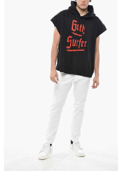 Bluze de trening DSQUARED2 Short-Sleeved Goth Surfer Hoodie With Studs Black Barbati (BM 19695188) 4