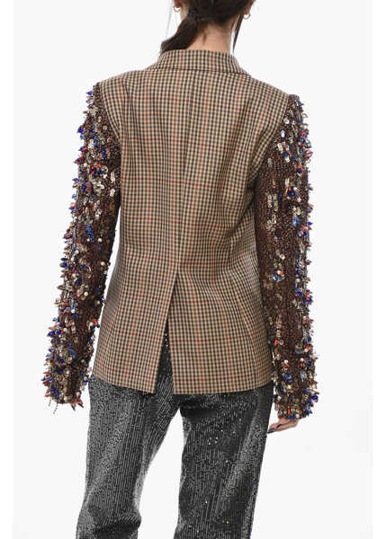 Sacouri Dries Van Noten Double-Breasted Beaume Blazer With Sequined Sleeves Brown Femei (BM 19695203) 2