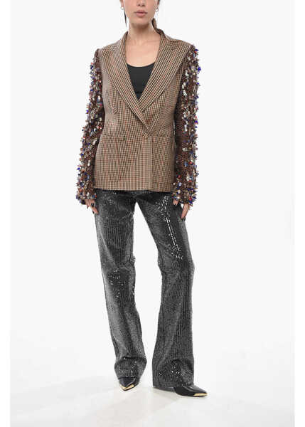 Sacouri Dries Van Noten Double-Breasted Beaume Blazer With Sequined Sleeves Brown Femei (BM 19695203) 4