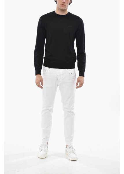 Pulovere DSQUARED2 Crew Neck Virgin Wool Sweater With Embroidered Logo Black Barbati (BM 19695209) 4