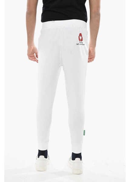 Pantaloni de trening DSQUARED2 Olop Brushed Cotton Sweatpants With Cuffs White Barbati (BM 19695215) 2