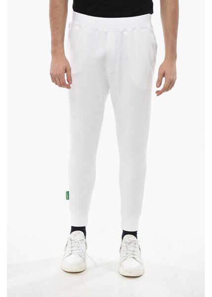 Pantaloni de trening DSQUARED2 Olop Brushed Cotton Sweatpants With Cuffs White Barbati (BM 19695215) 1