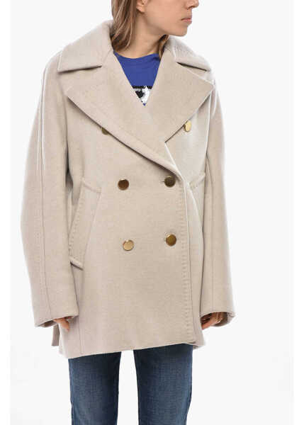 Paltoane Max Mara Atelier Double-Breasted Berta Pure Cashmere Coat Beige Femei (BM 19695314) 1