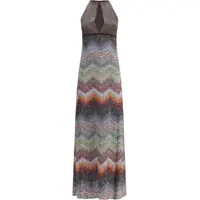 Rochii lungi Long halter-neck Dress in Greek zigzag knit with sequins Femei