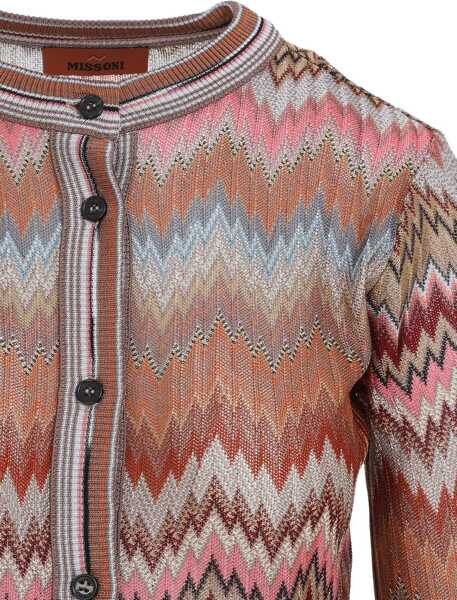 Cardigane MISSONI BEACHWEAR Viscose Cardigan with snake chevron motif PINK/RUST TONES Femei (BM 19695368) 4