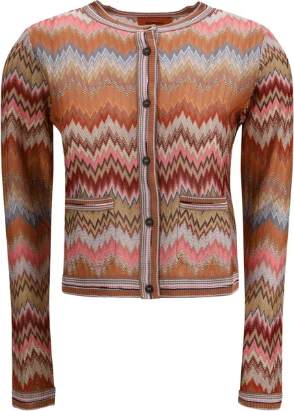 Cardigane MISSONI BEACHWEAR Viscose Cardigan with snake chevron motif PINK/RUST TONES Femei (BM 19695368) 1