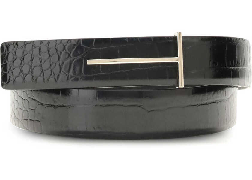 Curele Tom Ford Crocodile-effect Belt BLACK Femei (BM 19695389) 1