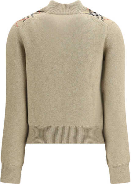 Cardigane Burberry Cashmere and wool Cardigan with Check applications LIGHT BROWN MELANGE Femei (BM 19695443) 2