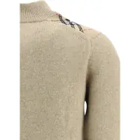 Cardigane Dama - Cardigane Burberry Cashmere and wool Cardigan with Check applications LIGHT BROWN MELANGE Femei (BM 19695443) - B-mall.ro