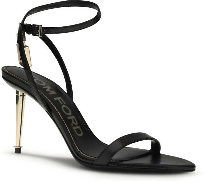 Sandale Tom Ford Shiny leather padlock pointy naked Sandal BLACK Femei (BM 19695524) 2