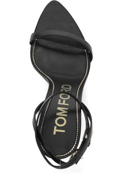 Sandale Tom Ford Shiny leather padlock pointy naked Sandal BLACK Femei (BM 19695524) 4