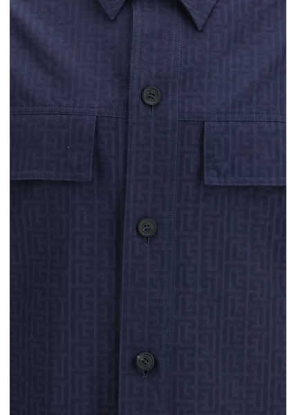 Jachete Balmain Cotton monogram jacquard Overshirt MARINE Barbati (BM 19695932) 3