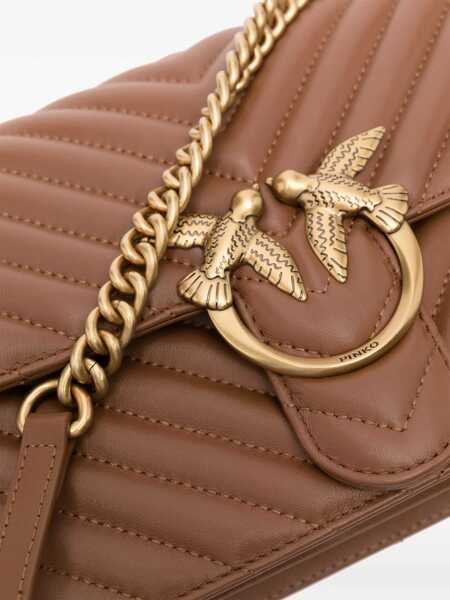 Genti de umar Pinko Love One Classic Shoulder Bag MARRONE - LEONE-ANTIQUE GOLD Femei (BM 19696181) 4
