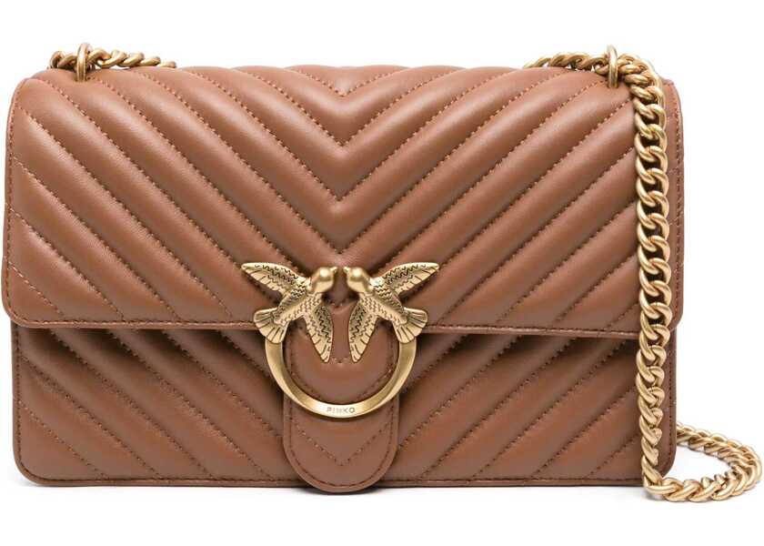 Genti de umar Pinko Love One Classic Shoulder Bag MARRONE - LEONE-ANTIQUE GOLD Femei (BM 19696181) 1