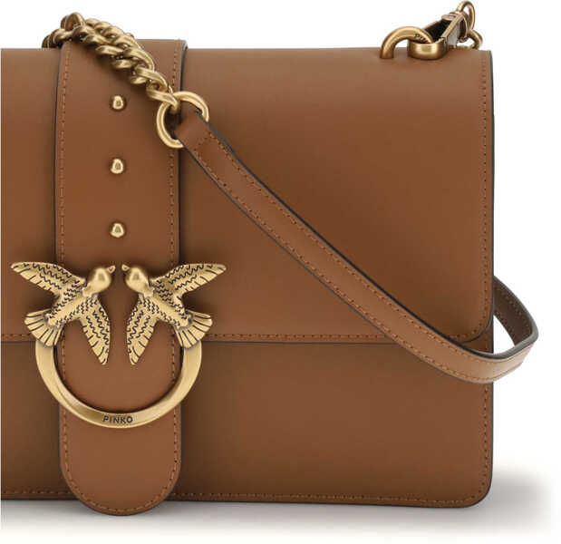 Genti de umar Pinko One Simply Love Bag One Shoulder Bag MARRONE - LEONE-ANTIQUE GOLD Femei (BM 19696211) 4