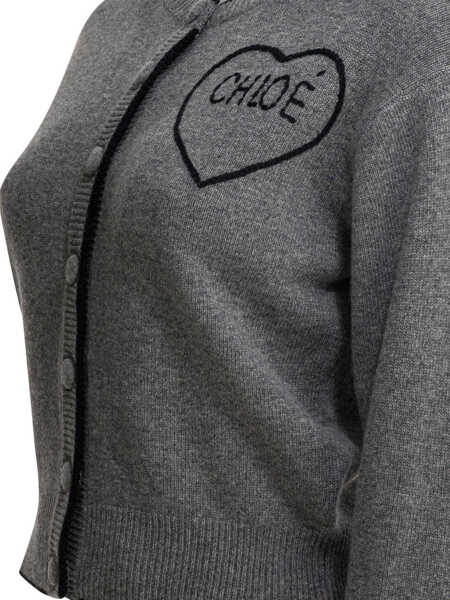 Cardigane Chloe Wool and cashmere cardigan with logo Grey Femei (BM 19696656) 4