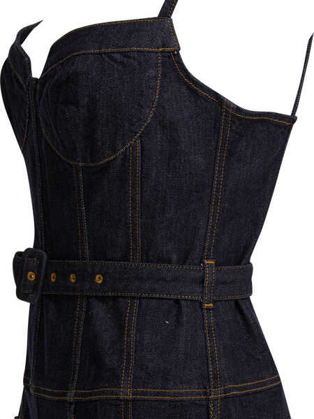 Rochii elegante Self-Portrait Denim flared midi dress Blue Femei (BM 19696746) 4