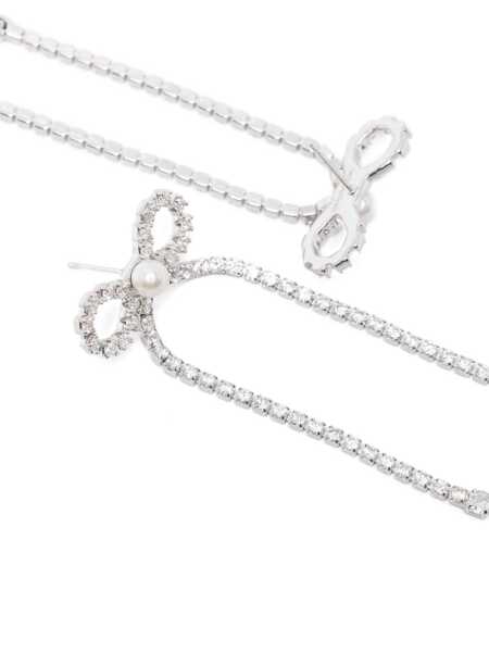 Cercei Self-Portrait Bow earrings with crystals Silver Femei (BM 19696752) 3