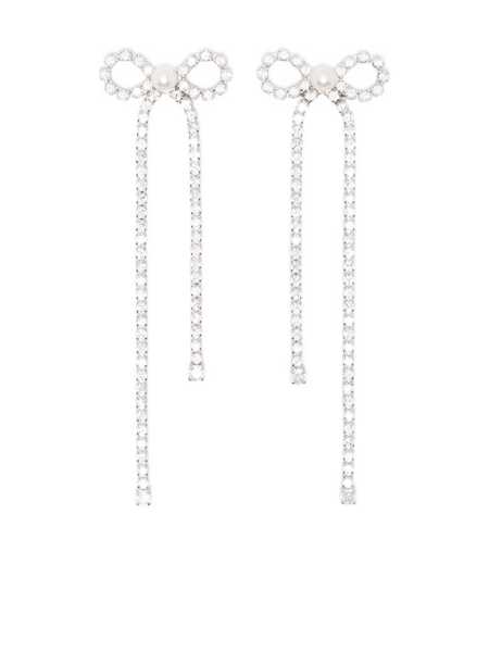 Cercei Self-Portrait Bow earrings with crystals Silver Femei (BM 19696752) 1