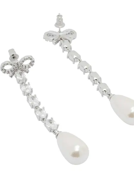 Cercei Self-Portrait Bow and pearl earrings Silver Femei (BM 19696764) 2