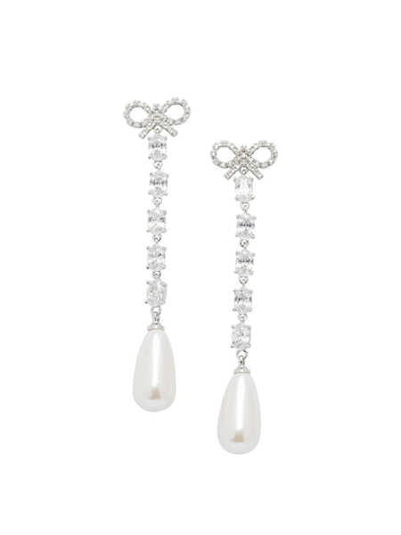 Cercei Self-Portrait Bow and pearl earrings Silver Femei (BM 19696764) 1