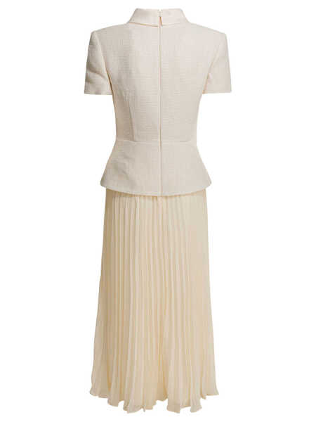 Rochii elegante Self-Portrait Boucle midi dress with pleated skirt White Femei (BM 19697643) 2