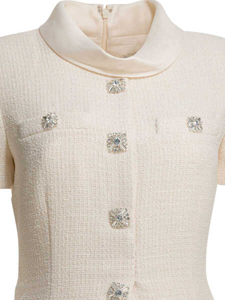 Rochii elegante Self-Portrait Boucle midi dress with pleated skirt White Femei (BM 19697643) 3