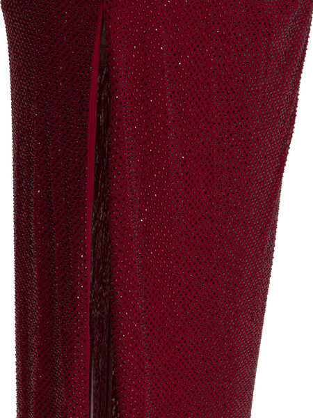 Rochii elegante Self-Portrait Draped midi dress with rhinestones Red Femei (BM 19697676) 4