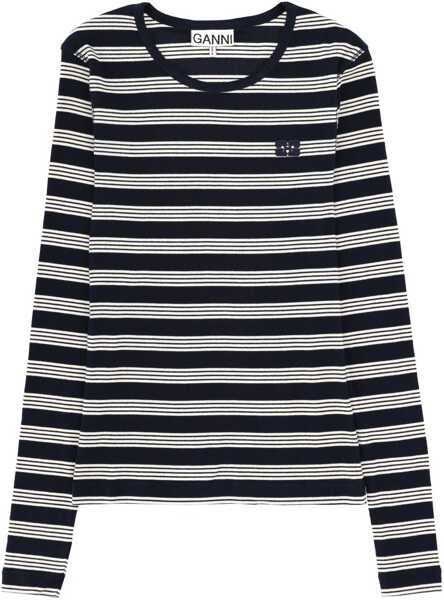 Tricouri Ganni Long-Sleeved T-Shirt BLUE Femei (BM 19698179) 1