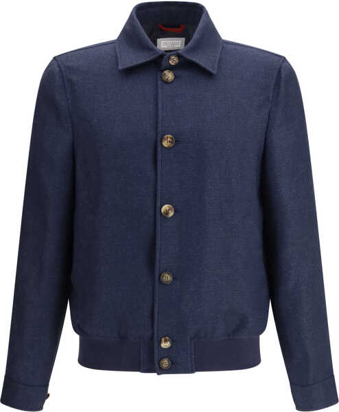 Jachete Brunello Cucinelli Hopsack Jacket NAVY Barbati (BM 19698281) 1