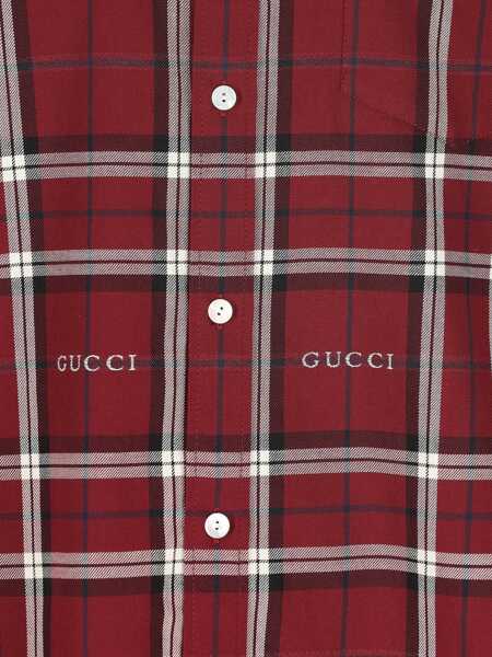 Camasi casual Gucci Multicolour tartan cotton jacquard Shirt BORDEAUX/WHITE/MC Barbati (BM 19698287) 4