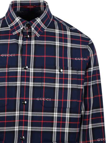 Jachete Gucci Padded tartan cotton jacquard Shirt BLUE/WHITE/MC Barbati (BM 19698341) 4