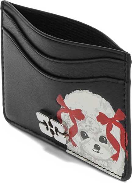 Portofele Ganni Leather Card Holder BLACK Femei (BM 19699454) 3