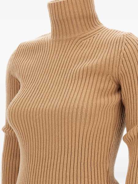 Tricouri Max Mara Ribbed long-sleeve T-shirt CAMMELLO Femei (BM 19699793) 3