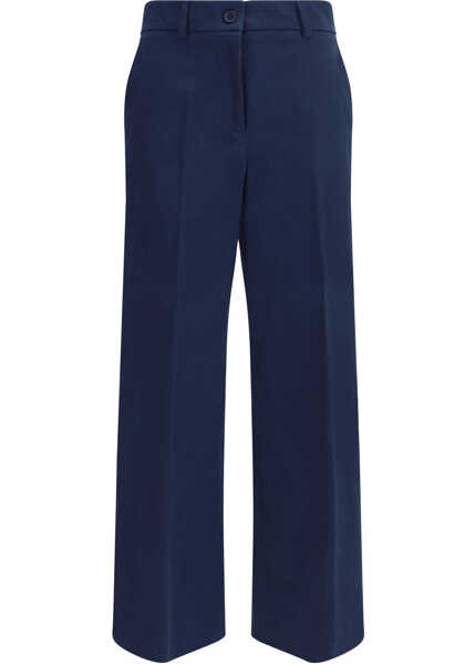 Pantaloni casual Max Mara Urial cropped trousers in cotton satin BLU Femei (BM 19699913) 1