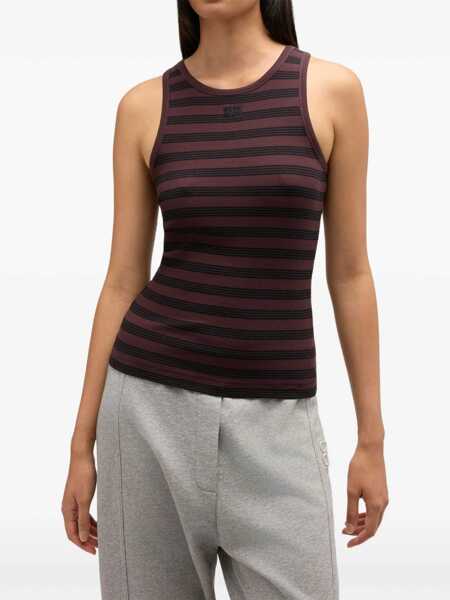 Bluze Ganni Striped Sleeveless Top BROWN Femei (BM 19700276) 3