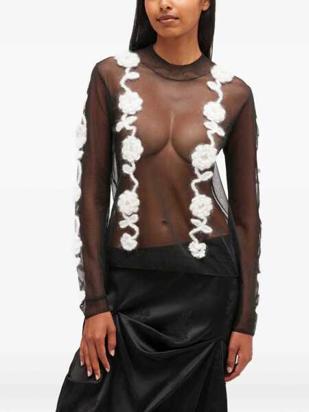 Bluze Ganni Tops In Mesh BLACK Femei (BM 19700279) 3