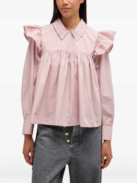 Bluze Ganni Shirt With Puffy Straps PINK Femei (BM 19700360) 3