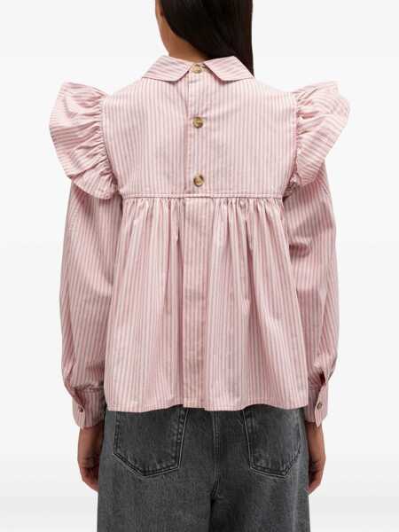 Bluze Ganni Shirt With Puffy Straps PINK Femei (BM 19700360) 4