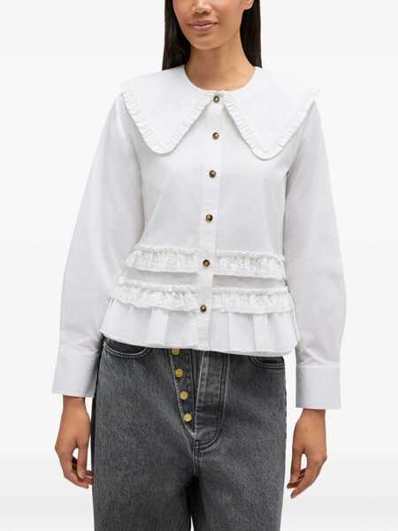 Bluze Ganni Ruffle Shirt WHITE Femei (BM 19700393) 3