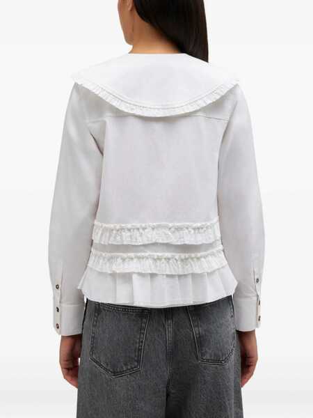 Bluze Ganni Ruffle Shirt WHITE Femei (BM 19700393) 4